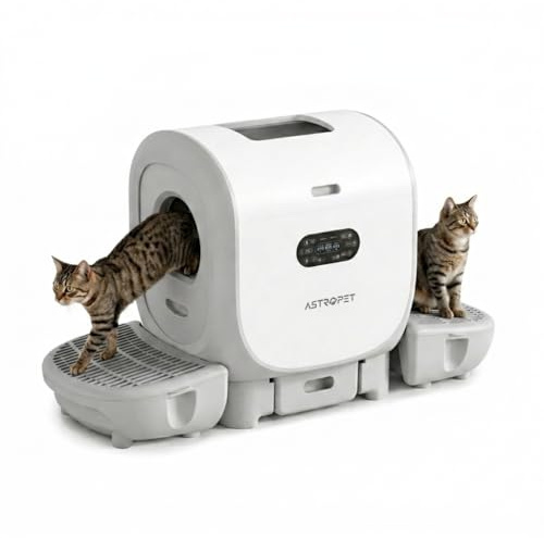 AstroPet 101L XXL Katzenklo Selbstreinigend mit Zwei Eingänge | Automatische Katzentoilette mit App-Steuerung,UVC-Luftreinigung und Duftkartusche,Große Fassungsvermögen für Mehrere Katzen