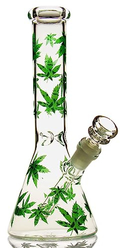 Glass Bong with Spiral Bong Filter, 14.5mm Bowl 19.3oz Water Bong with Smoking Accessories Buckle Hookahs Glass Bongs Cheap pipe (Green pipe)