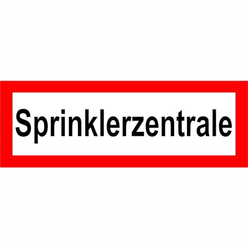 Indigos UG Aufkleber Sprinklerzentrale - 29,70 cm x 10,50 cm - selbstklebender Sicherheits Aufkleber für Tür oder Wand - Warnschild für Gebäude, Hotel, Büro, Firma, Haus, Praxis
