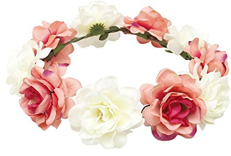 Fletion Bohemia Couronne de Plage Roses Fleurs Couronne de mariée Couronne de Demoiselle d'honneur Courroie de Simulation de Fleurs artificielles Faites à la Main pour décoration de fête