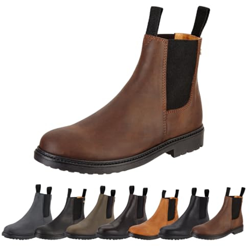 SUEDWIND FOOTWEAR Ridstövletter för kvinnor New WORK – Chelsea stövlar av läder – rid- och fritidsstövlar med ortholit-fotbädd, gummisula och läderinnerfoder – 7 färger – storlek 35–46, BRUN, 43 EU