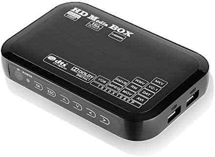 Mini Lettore Multimediale Full HD 1080P Full HD Lettore Multimediale Media Player Digitale Multimediale TV con Telecomando per USB Drive/External Hard Drive 2.5TB / Scheda SD(Black)