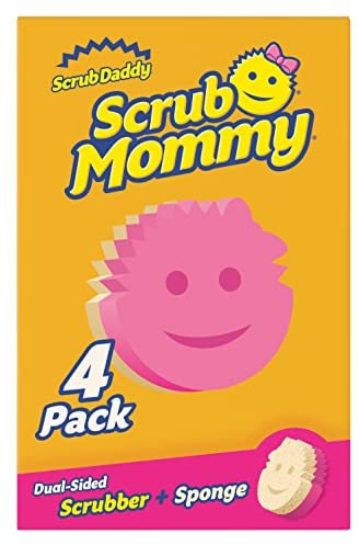 Scrub Daddy CIF Scrub Mommy Eponge Vaisselle - Eponge Reutilisable Lavable Cuisine et Salle de Bain, Accessoire Maison, Récureur Grattante Flextexture, Produits et Accessoires de Nettoyage, Lot de 4