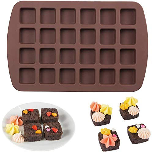 Webake Mini Brownie Pan Square Silicone Baking Mold for Keto Fat Bomb, Chocolate, Peanut Butter, Blondie