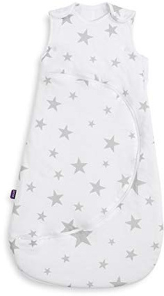 Snuz Pouch sovsäck baby – supermjuk bomull, underlättar nattbytet, perfekt baby första utrustning för nyfödda – perfekt babyshower gåva, grå stjärnor 6–18 månader, 1 tog, sommar