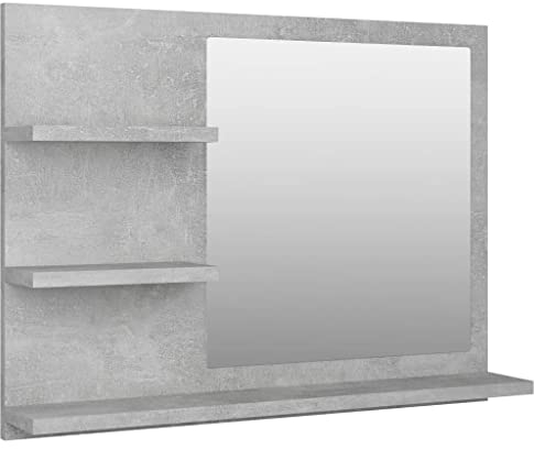 vidaXL Espejo de Baño Inodoro Aseo Muebles Mobiliario Decoración Adorno Habitación Moderno Duradero Estable Contrachapada Gris Hormigón 60x10,5x45 cm