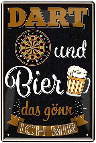 schilderkreis24 – Blechschild Lustiger Dart Spruch Deko Garage Metallschild Theke Bar Pub Vintage Retro Geschenkidee Darten Geburtstag Weihnachten Dartspieler 20x30 cm (A - Dart & Bier)