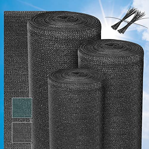 Sol Royal Schattennetz Schattiergewebe HDPE Sichtschutz mit UV-Schutz | 50x1,5m Anthrazit blickdichter Sonnenschutz mit Kabelbinder für einfache Befestigung im Garten Gewächshaus 165g Zaun SG80