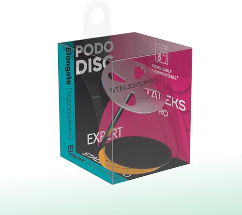 STALEKS PRO Expert Elongated PODODISC L (25mm) – Stainless Steel Pedicure Disc with 5 x 180 Grit Disposable Files for Fast Large Area Treatment