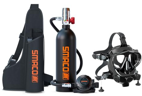 SMACO Tauchen Sauerstofftank Geeignet zum Sporttauchen 1L Mini-Tauchflasche Unterstützen Sie 15-20 Minuten Unterwasseratmung (Nicht Mehr als 100 ft) S400 Unterwasseratemgerät Tauchzylinder Zum Tauchen