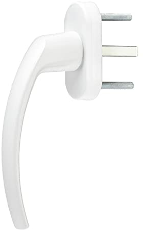 SOTECH Maniglia per finestra in alluminio standard bianca (28,5 x 141 x 61,5 mm) maniglia per porta finestra con griglia a 45°