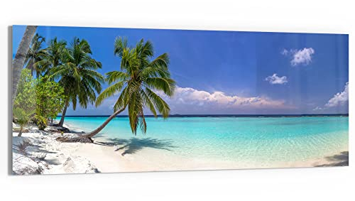 DEQORI Glasbild Acrylglas | Motiv Paradiesischer Strand | horizontal einteilig 125x50 cm | schöne Dekoration | Wandbild für Wohnzimmer, Schlafzimmer, Flur & Küche | moderne Wanddeko