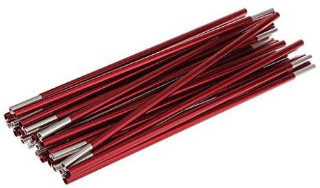 Folpus Faltbare Zeltstange Teleskopstangenset mit 11 Teilen, Aufstellstange für Zelt, Aluminiumlegierung, verstellbares Planenzelt Ersatzzubehör für Vorzelt, Camping, Wandern, Dunkelrot, 420cm