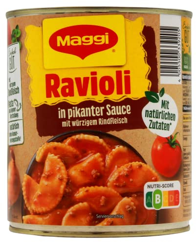 Maggi Ravioli in pikanter Sauce mit würzigem Rindfleisch, 6er Pack (6 x 800g)