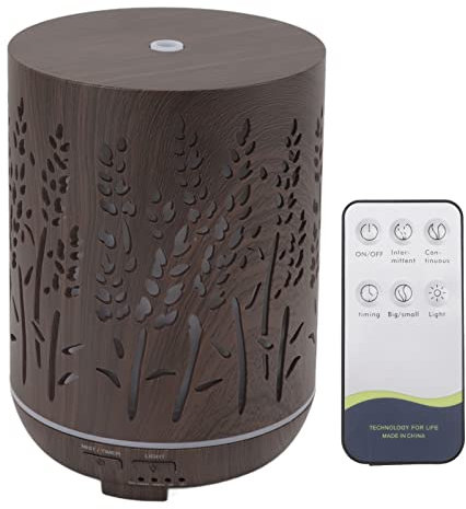 Mini Humidificador de 300 Ml, Grano de Madera Controlado por Un Control Remoto Humidificador de Plantas para Interiores, Apagado Automático Difusor de Automóvil Ultra Silencioso, para Dormitorio(EU)