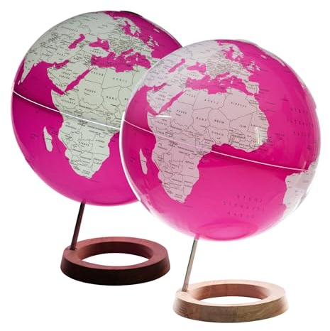 Exerz Globe lumineux diamètre 33cm avec socle en bois - Globe lumineux - Carte en anglais