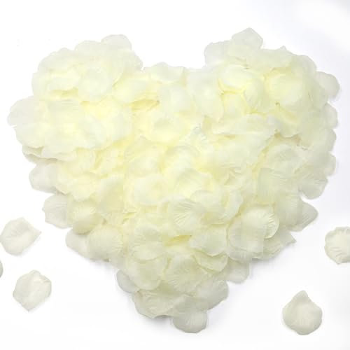 Topeedy 500pcs Ivory Rose Petals for Festival Decoration, Fake Rose Petals Faux Flowers for Valentines Anniversary Wedding Proposal Birthday Romantic Party Decorations