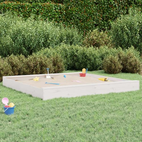 Festnight Sandkasten Holz Sandkiste Quadratisch Sandbox mit Sitzbänke Outdoor Spielplatz Spielecke Massivholz Kiefer Gartenspiel für Kinder 200x200x20 cm