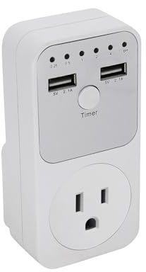 Mulcort Countdown Timer Outlet Multifunctional Voltage Protector Intelligent Countdown Timer Socket with 2 USB Ports Time Controller Switch for Home Electrical Appliances