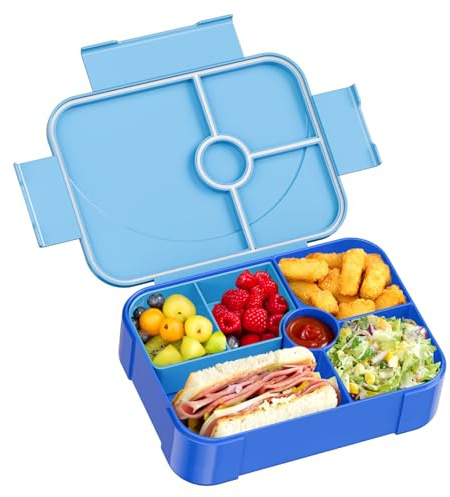 LEIKEEGO Brotdose Kinder mit Fächern Auslaufsicher Lunchbox Kinder Brotdose Kinder für Mädchen & Jungen, Jausenbox Kinder für Kindergarten & Schule (Blau)