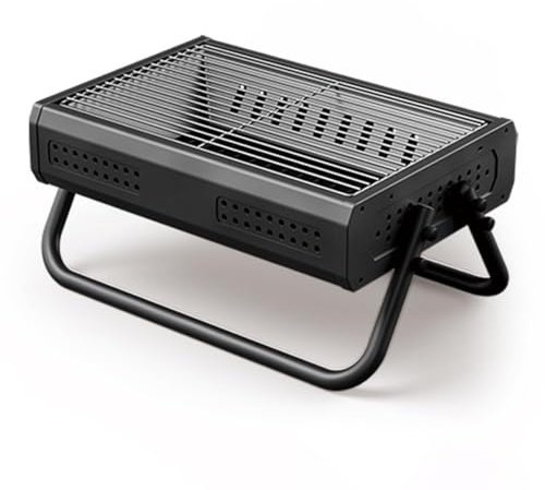 Holzkohlegrill Klein Falt Klappgrill Holzkohle, Outdoor Picknick Campinggrill Barbecue Grill Kleiner Tisch Tischgrill Picknickgrill Für Camping Picknicks Garten Strand Party (Color : /Black)