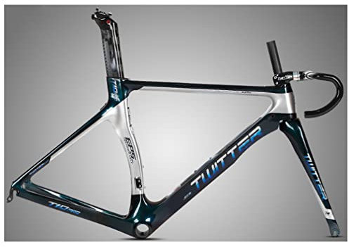 UIOPPOI Rennrad Carbonrahmen 700C Breaking Wind Racing Verfärbung Rahmen EPS BB86 C Bremse Fahrradrahmen Schnellspanner F100/R130mm, mit Gabel-Sattelstützengriff (Farbe: Silber, Größe: 48 cm)