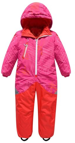 Combinaison de Neige pour garçon – Combinaison isolée doublée Polaire – Combinaison de Ski de pour d'hiver ou Combinaison de Neige de pour Fille Hiver Combinaison De Ski Manches (Pink, 7-8 Years)