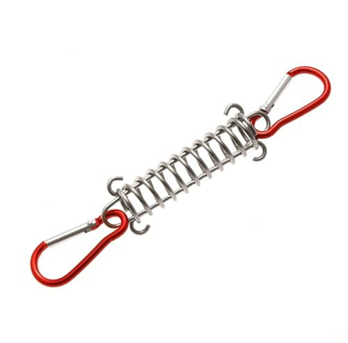 EKalgretrA Spannfeder Sprungfedern Edelstahl Zelt Wind Seil Frühling Schnalle Zelt Spanner Camping Deck Heringe Mit Karabiner Clips Markise Spanner Festen Haken(Red)