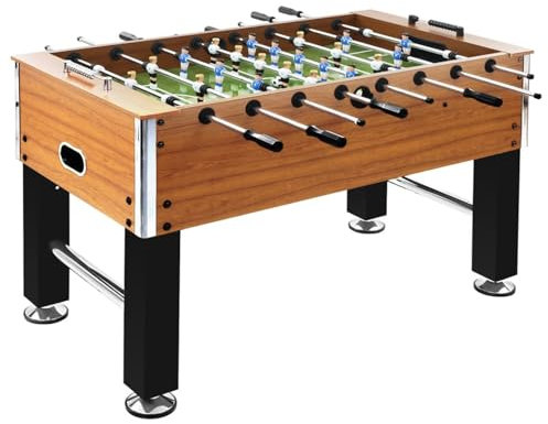 Somanki Kickertisch Stahl 60 kg 140x74,5x87,5 cm Hellbraun und Schwarz Tischkicker, Tischfussball, Tischkicker Bälle, Tischkicker Erwachsene, Spieltisch