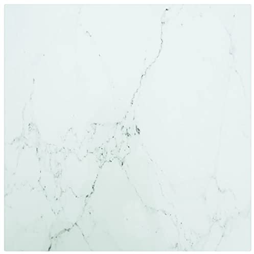 Xichuzi Tablero de Mesa, Tableros para Escritorios, Tableros para Mesas De Comedor, Encimera Cocina, Vidrio Templado diseño mármol Blanco 40x40 cm