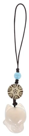 Pendentif Style Rétro en Calcédoine Breloque Petit Renard, Téléphone