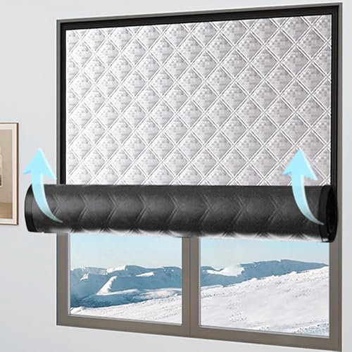 Kit de aislamiento de ventana de 85 x 105 cm (ancho x alto), película aislante transparente con cinta de doble cara para aislamiento de ventanas resistente a la intemperie para invierno