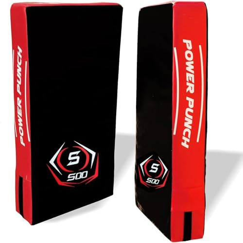 Power Punch Large Kick Shield, Straight Punching Pad MMA Boxing Punch Mitt Kickboxing and Karate Heavy Duty PU Outer Cover With Holding Straps Handle