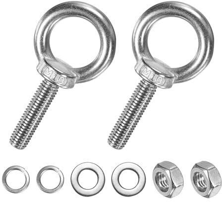 M METERXITY 2 Stück Ringschraube, M10 x 40mm Ösenschrauben, 304 Edelstahl Schraubösen, Augenschraube mit Gewinde, Ringmutter für Ornamente, Blumentöpfe, Schaukelständer
