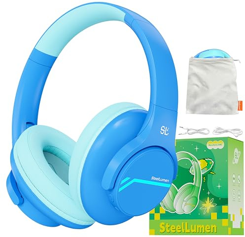 Noise Cancelling Bluetooth Kopfhörer Kinder, ANC Modus, 74/85/94dBA Sichere Lautstärke, Bluetooth 5.4, 60H Spielzeit, Kinder Kopfhörer Kabellose mit Mikrofon-AUX-Kabel für iPad für Flugreisen