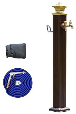 Fontaine Exterieure de Jardin, Colonne d'eau de Jardin Antigel D'extérieur, Robinet Rétro en Alliage D'aluminium, Fontaine à Eau à Fixation au Sol pour Terrasse/Jardin(112cm/44in)