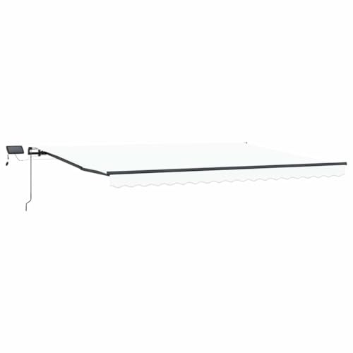 vidaXL Einziehbare Markise Weiß 400 x 300 cm Stoff, Verstellbares Terrassen-Dach, modernes Außenzelt, UV-beständige Materialien, Schutz vor Wetter und Sonne für Balkone