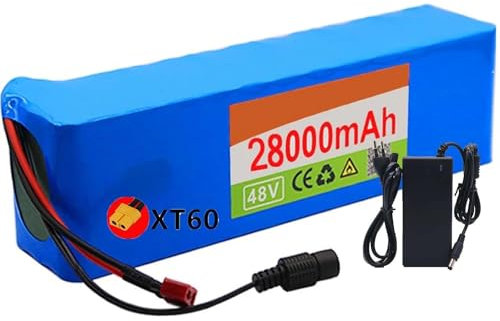 E-Bike Akku 48V 28Ah Li-Ionen-Akkupack Ebike Batterie Mit 54,6V 2A Ladegerät Leistungsstarker Austauschbarer Wasserdichter Akku (Inklusive Versand) XT60/T XT60 Plug,48V 28Ah