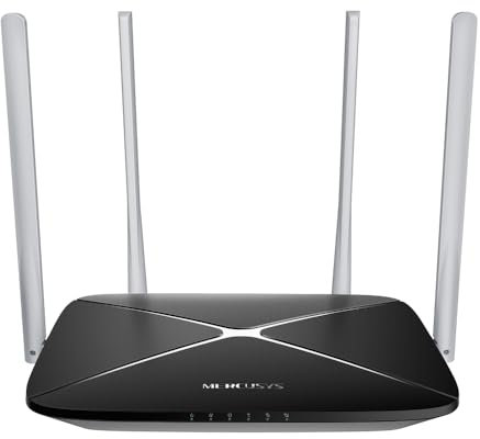 Mercusys MB135-4G Router WiFi con Sim, 4G LTE Cat4 AC1200Mbps, 4 Antenne Ad Alto Guadagno, 1 Porta LAN/WAN + 3 Porte LAN, OpenVPN, PPTP Server, WAN Backup, Parental/LED Control, SMS, APP, Plug & Play