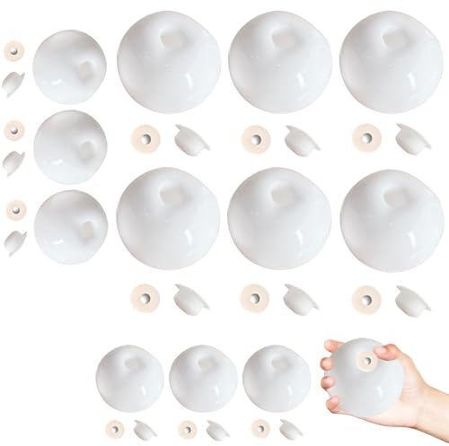 Lot de 6 balles à presser en peau creuse, blanches, de 4 cm et 6 pièces de 6 cm, idéales pour la relaxation et les projets créatifs