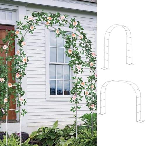 Arche de jardin robuste pour plantes grimpantes - Support de treillis métallique pour décoration de mariage, fleurs, vignes et légumes (taille : 1,4 x 2,4 x 0,4 m)