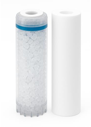 SINEA Pack 2 cartouches filtrantes – 1 filtre polyphosphate anti calcaire et 1 filtre à eau 1 micron pour porte filtres 9’’ 3/4, élimine le calcaire, la corrosion et les impuretés