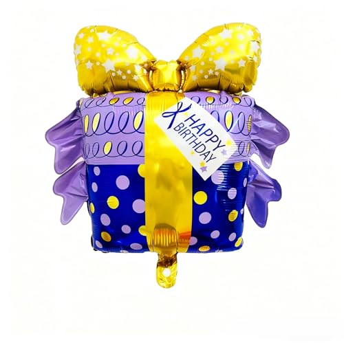 Fesnova Geburtstagsgeschenk Folienballon,Happy Birthday Ballon Blau mit Punkten und Goldenen Sternen,Ballon Geburtstag 60x68cm,für Kinder und Erwachsenengeburtstage,Junge Mädchen Baby Dusche