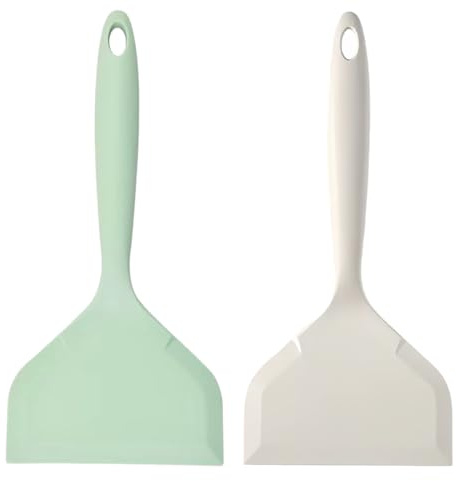 VEOIRXU 2 Pezzi Spatola Cucina Spatola Flessibile per Impasto Spatola in Silicone Spatola da Cucina per Tagliare l'Impasto per Formaggio Pizza Pane Impasto per Cucina Ristorante Casa (Bianco+Verde)