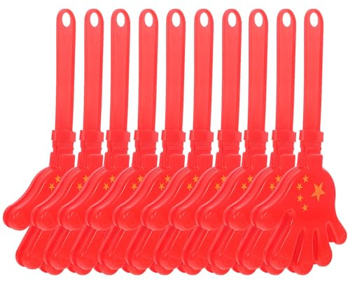 Toddmomy 10pcs 28Cm Plastic Hand Clappers with Chinese National Flag Design, Noise Makers Party Props for Sporting Events and Outdoor Celebrations, Cheer Clappers for Festival Support and