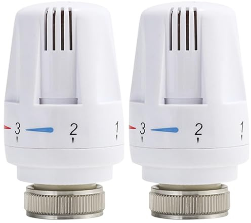 2 Pcs Thermostatic Radiator Valve Heads, M30x1.5 DN25 Electric Regulating Valves for Home & Office Heating (White)