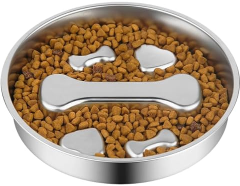 per cani con freno di alimentazione, in acciaio , antiscivolo, reversibile, con vassoio per mangiare, per occupazione, esercizio, all'allenamento, per interni ed esterni