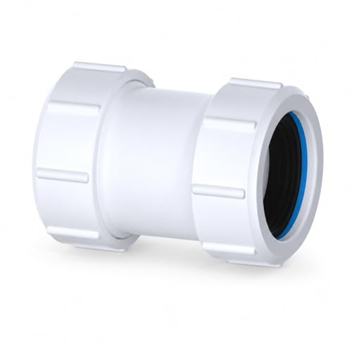 PlumbEZ Connettore a compressione per tubo di scarico diritto da 32 mm, bianco da 1¼, per tubi di scarico in plastica, rame e piombo, raccordo di riparazione a tenuta stagna