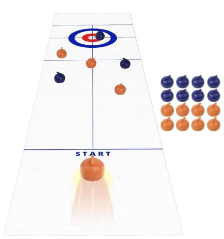 Juego De Tejo De Mesa: Mini Mesa Ďe Tejo, Juego Đe Curling Plegable | Mini Juegos D́e Ḿesa Deportivos, Ĵuego Familiar Multifuncional Con Tapete D̄e 53 X 10 Pulgadas Para Juegos En Interiores Y E