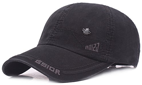 Kuyou Vintage Cotton Basecap Snapback Caps Outdoor Baseball Kappe Mütze (Schwarz)